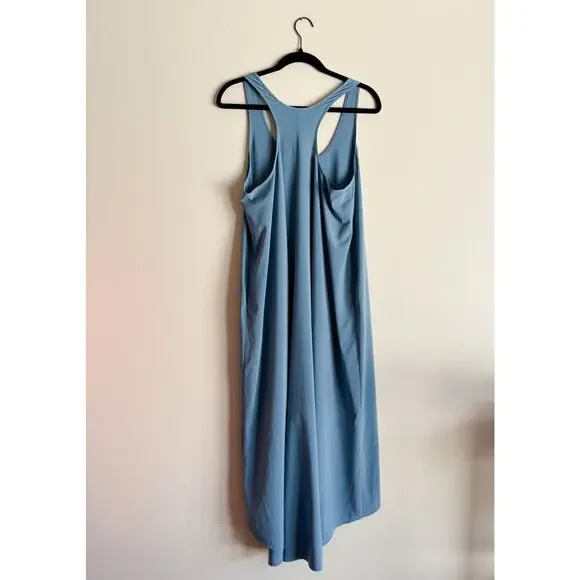 Athleta Blue Presidio Traveler Lightweight Racerback Maxi Hi Low Dress Medium - Picture 7 of 8